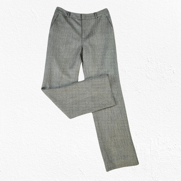 90s Vintage Lauren Ralph Lauren Gray Herringbone Wool Straight Trousers Size 4 - Picture 1 of 11